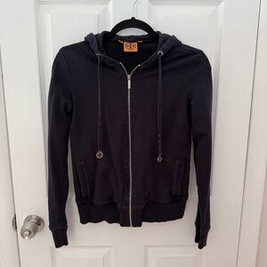 Tory Burch Zip-Up Sweatshirt Dark Blue Size Small